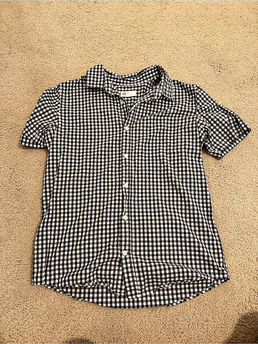 Gap Slim Fit Stretch Poplin Shirt Black & White Small